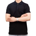 SANTHOME BLACK POLO T SHIRT<br>تي شيرت بولو أسود - Image 3