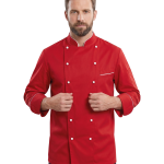 CEHF JACKET RED WITH WHITE PIPING      <br> جاكيت شيف تطريز أحمر بأبيض