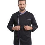 CHEF JACKET BLACK WITH GREY COLLAR   <br> شيف جاكيت أسود بـ رمادي ياقة